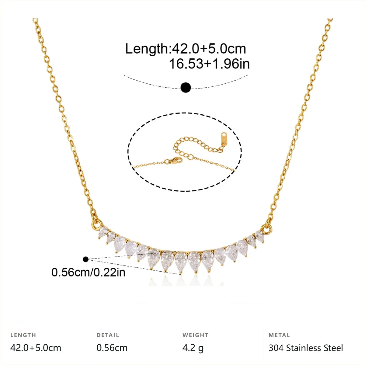 Pear Drop Curved Bar Necklace — Pear Drop Curved Bar Necklace · Gold