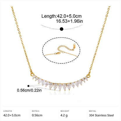 Pear Drop Curved Bar Necklace — Pear Drop Curved Bar Necklace · Gold