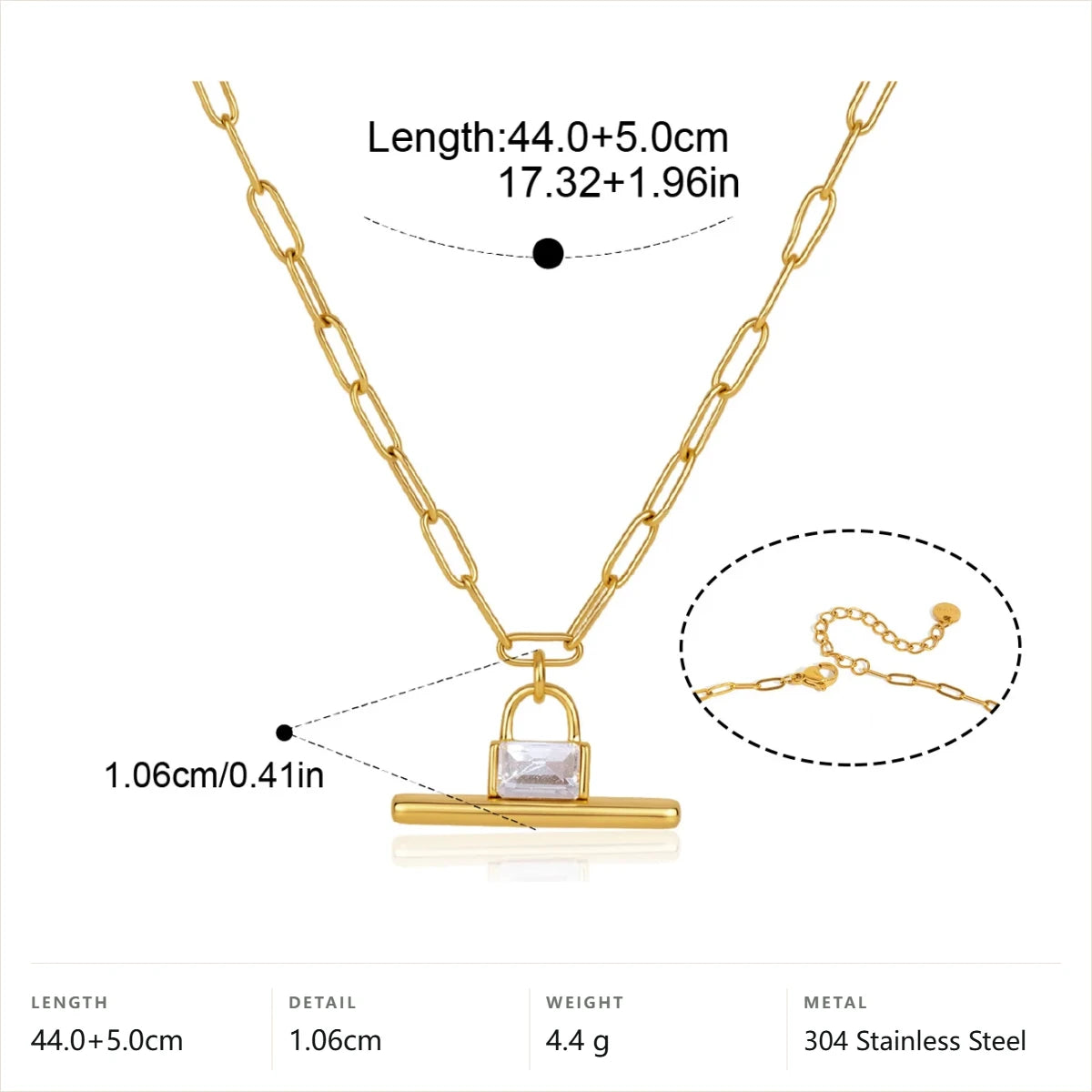 Geometric Bar Link Jewelry Set — Necklace · Gold