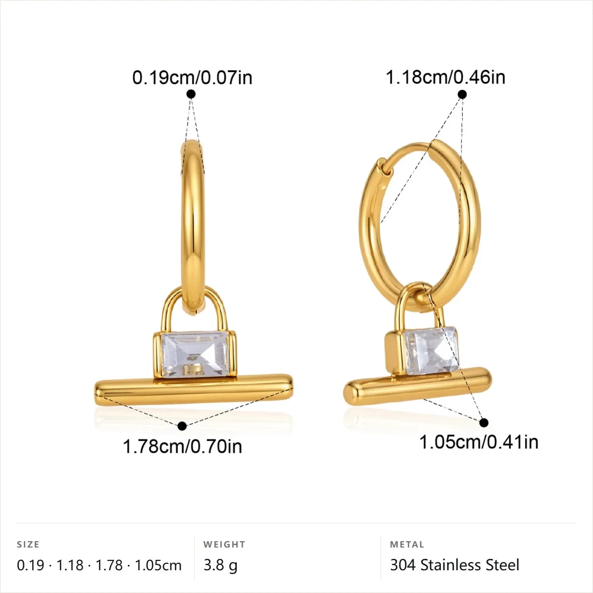 Geometric Bar Link Jewelry Set — Earrings · Gold