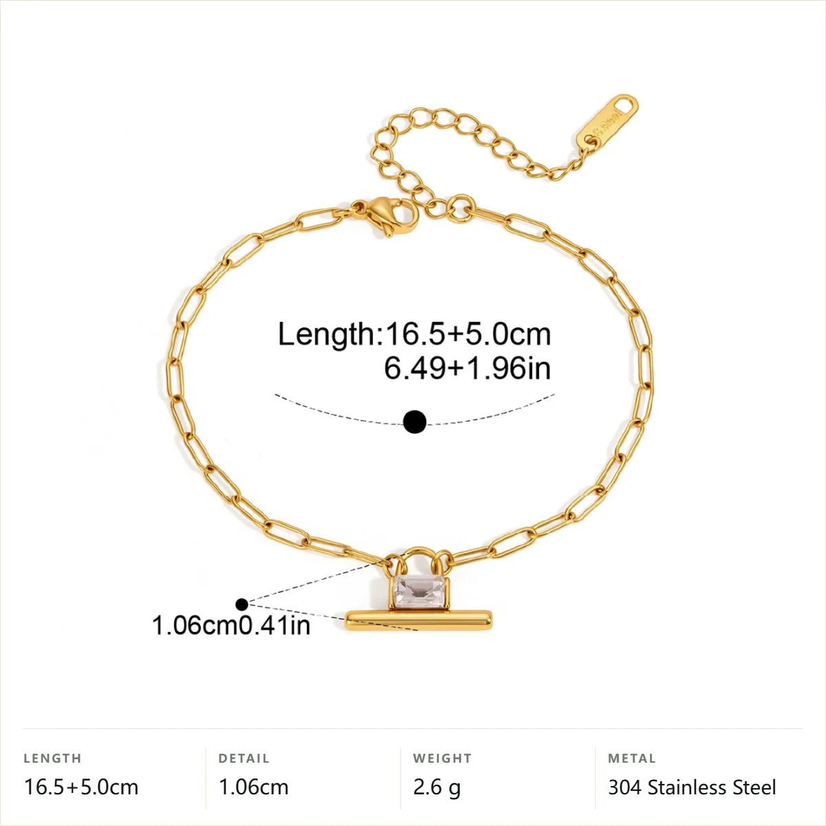 Geometric Bar Link Jewelry Set — Bracelet · Gold