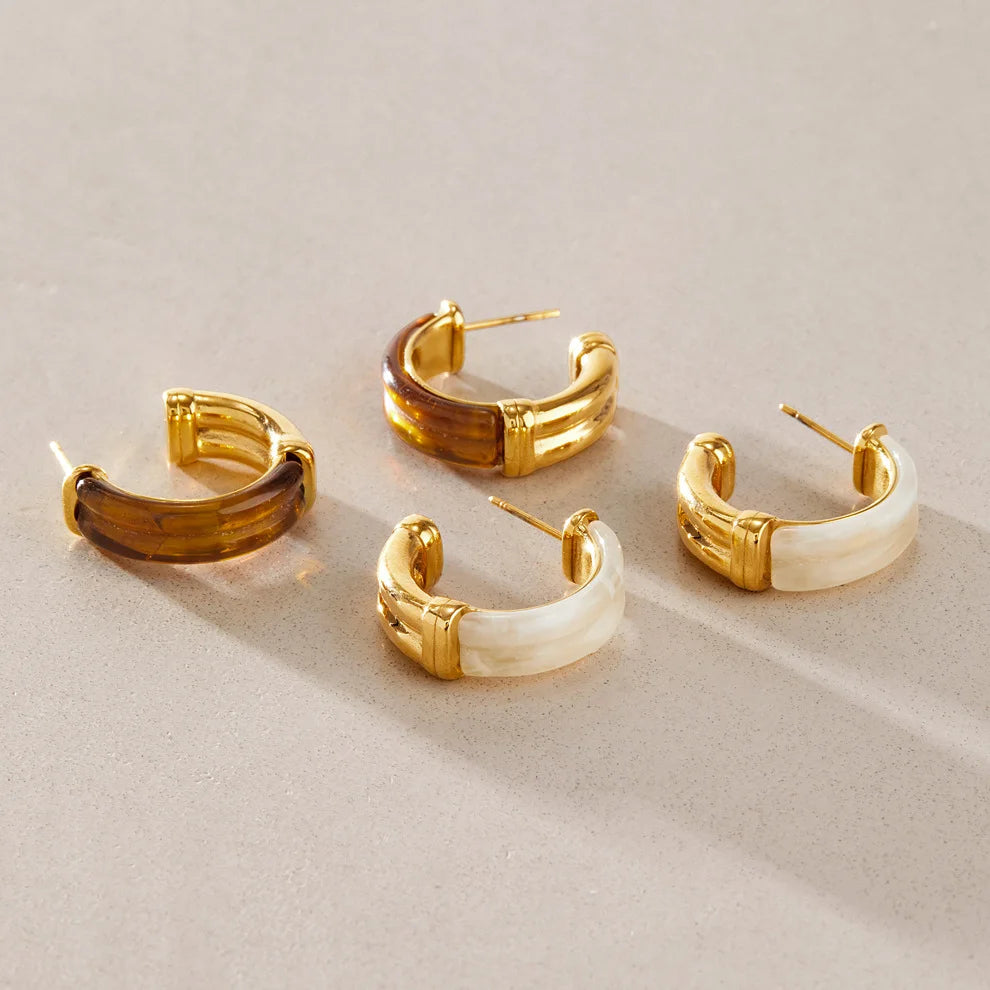 Chunky Resin Hoop Earrings — view 4