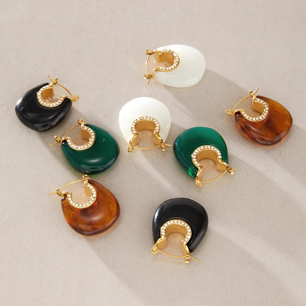 Resin Enamel Chunky Hoop Earrings