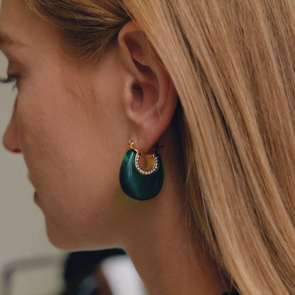 Resin Enamel Chunky Hoop Earrings — view 2