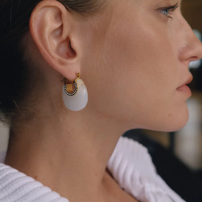 Resin Enamel Chunky Hoop Earrings — view 3