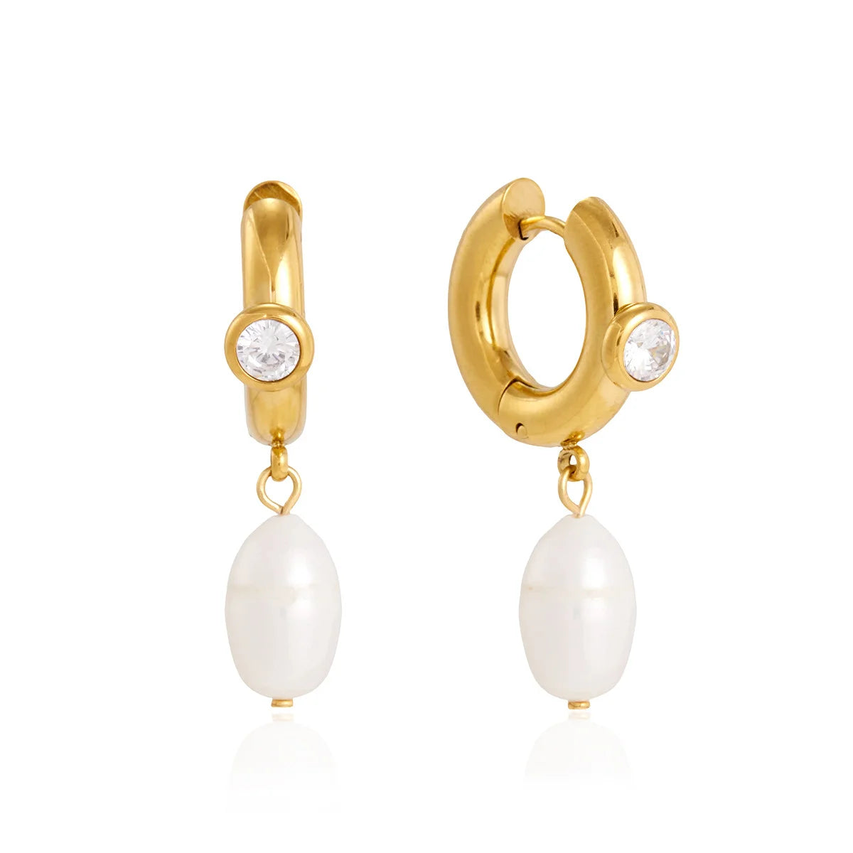 Pearl Drop Hoop Earrings — view 5