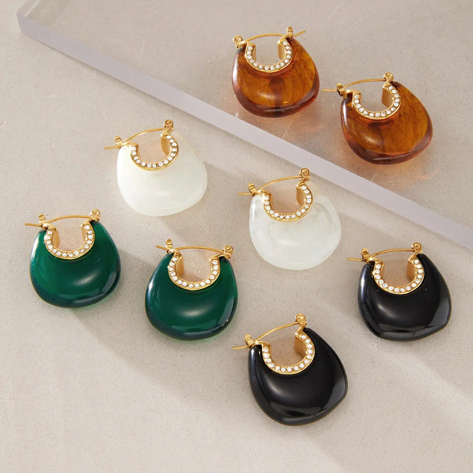 Resin Enamel Chunky Hoop Earrings — view 4