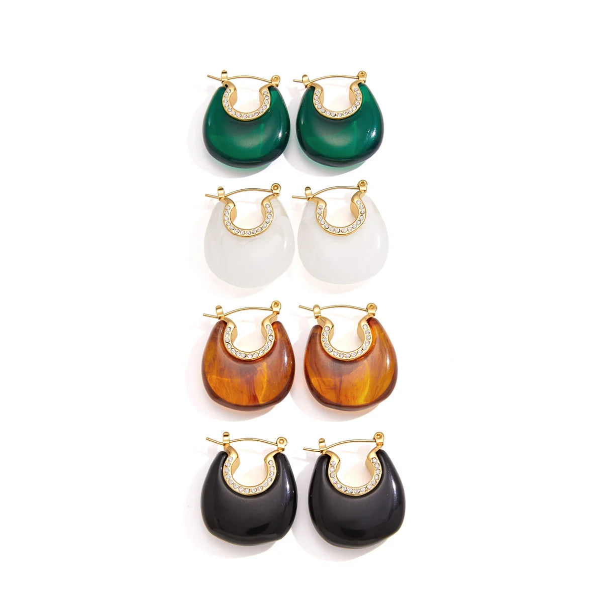 Resin Enamel Chunky Hoop Earrings — view 5
