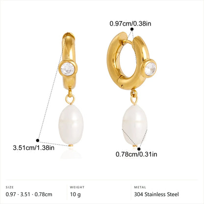Pearl Drop Hoop Earrings — Pearl Drop Hoop Earring · Gold