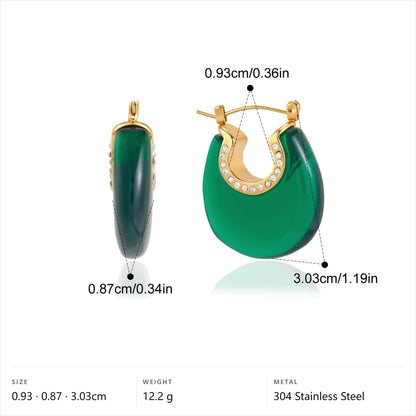 Resin Enamel Chunky Hoop Earrings — Resin Chunky Hoop · Gold