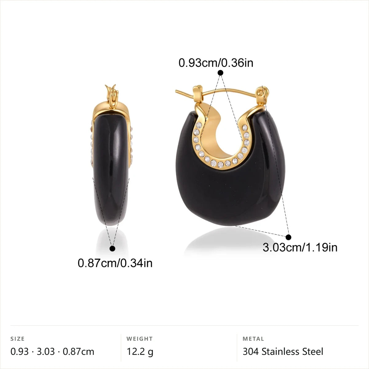 Resin Enamel Chunky Hoop Earrings — Resin Chunky Hoop · Gold