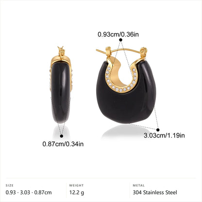 Resin Enamel Chunky Hoop Earrings — Resin Chunky Hoop · Gold