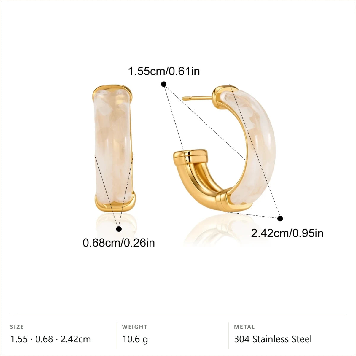 Chunky Resin Hoop Earrings — Chunky Resin Hoop · Gold