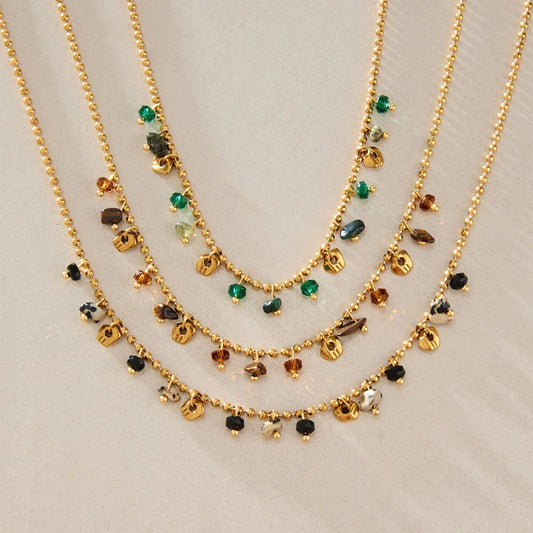 Boho Beaded Charm Necklace