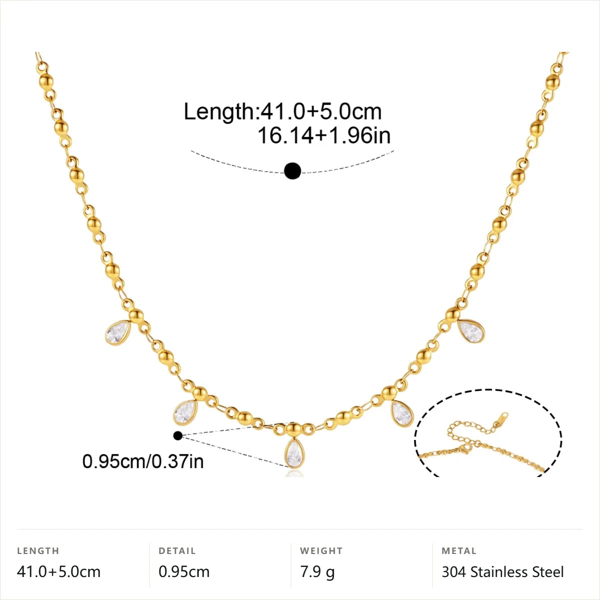 Teardrop Heart Necklace — Teardrop · Gold