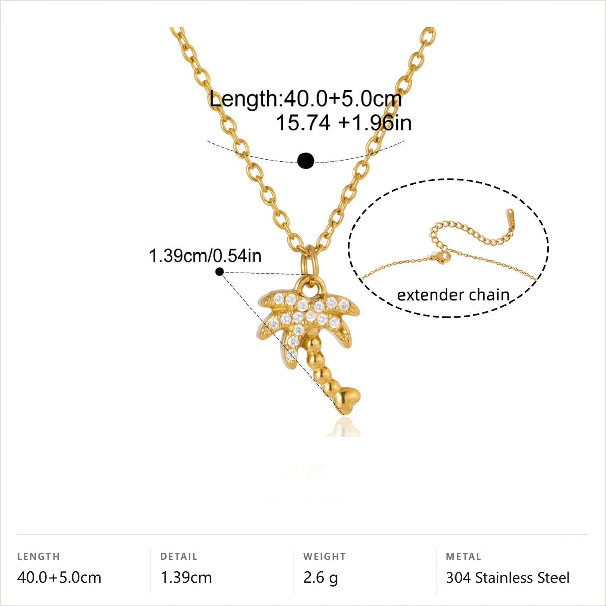 Ocean Jewelry Set — Palm Tree Necklace · Gold