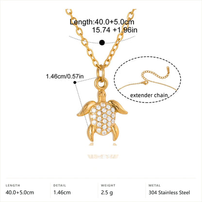 Ocean Jewelry Set — Sea Turtle Necklace · Gold