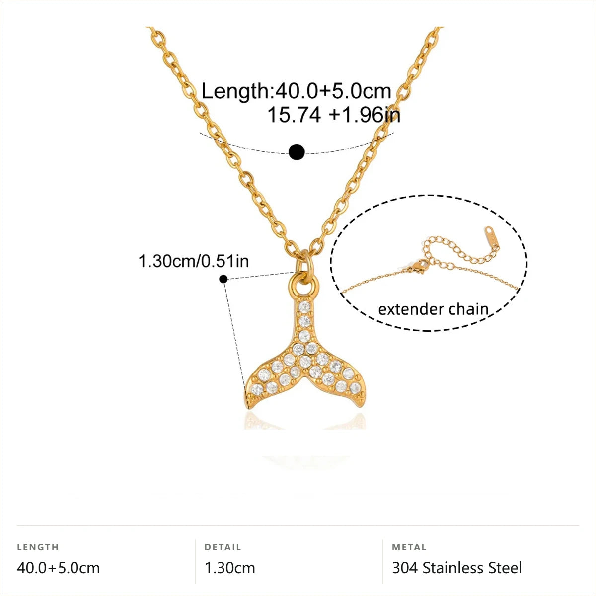 Ocean Jewelry Set — Mermaid Tail Necklace · Gold