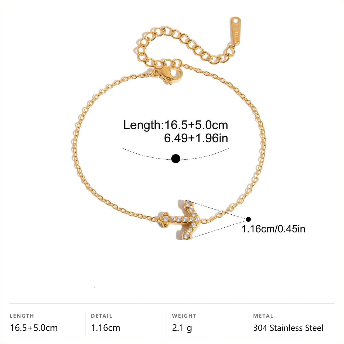 Ocean Jewelry Set — Pave Initial Y Bracelet · Gold