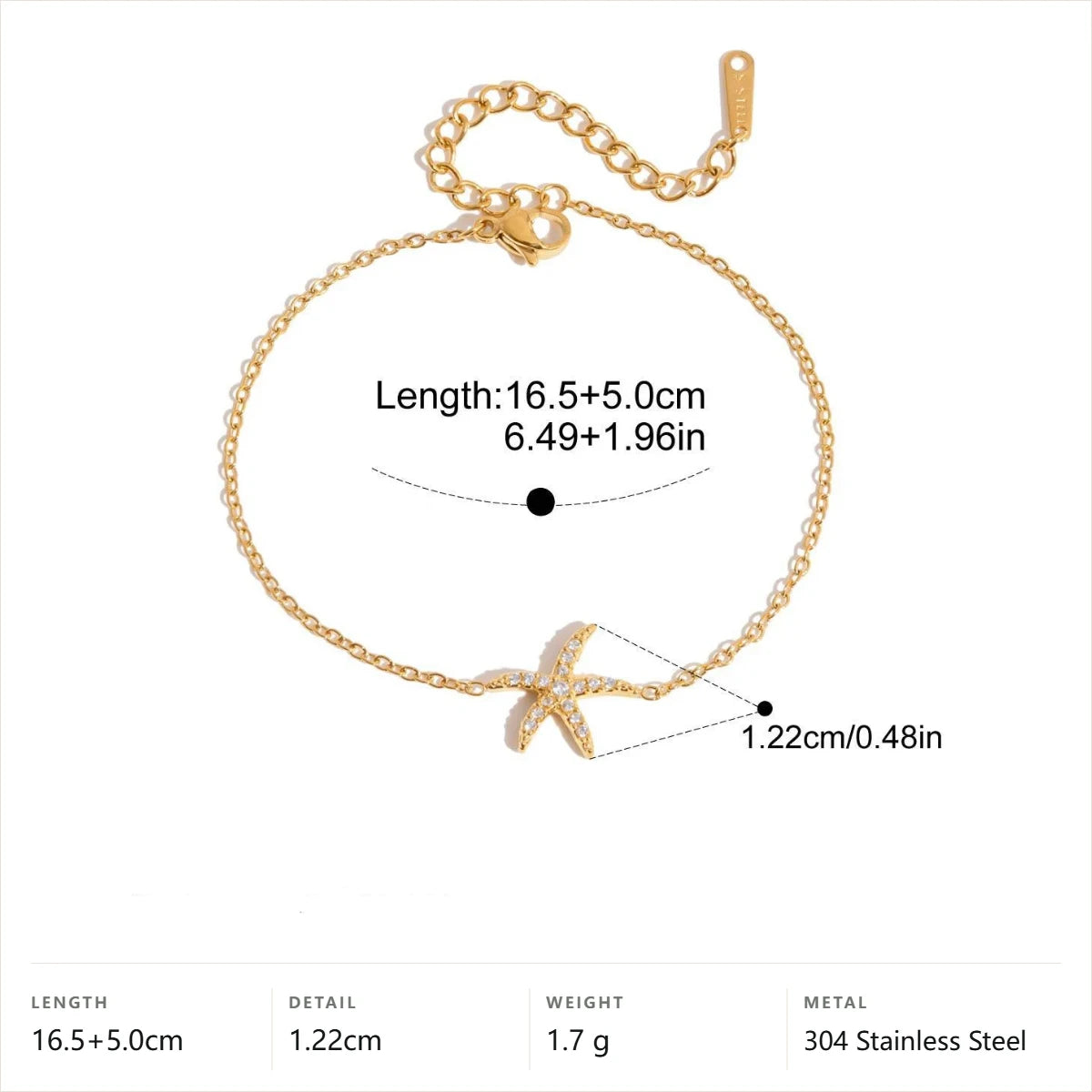 Ocean Jewelry Set — Pave Starfish Charm Bracelet · Gold