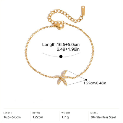 Ocean Jewelry Set — Pave Starfish Charm Bracelet · Gold