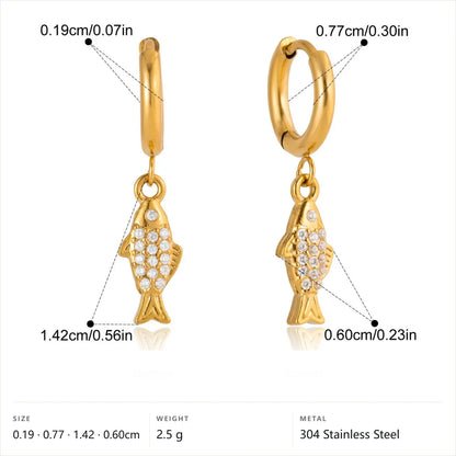 Ocean Jewelry Set — Pave Fish Dangle Earring · Gold