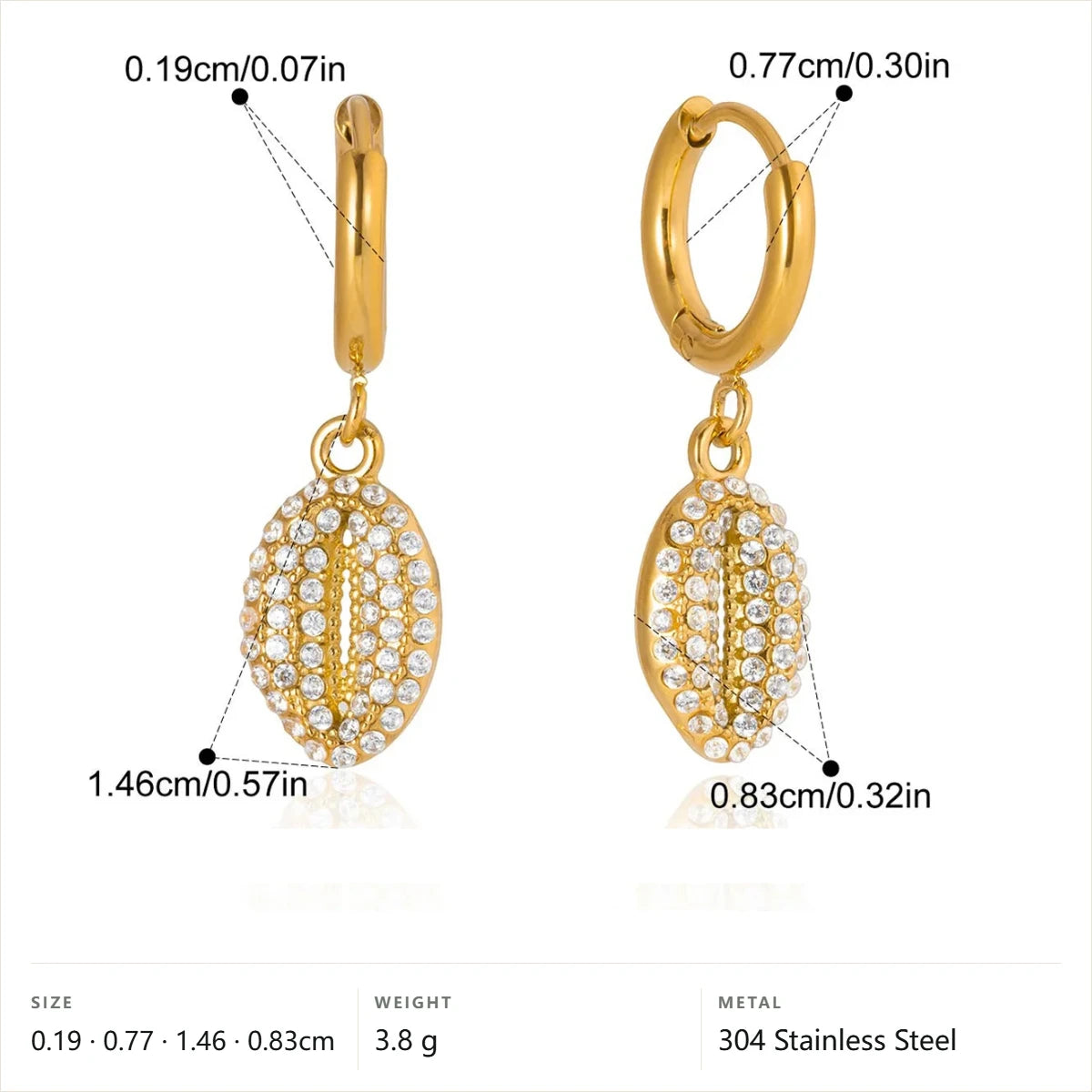 Ocean Jewelry Set — Pave Cowrie Shell Drop Earring · Gold