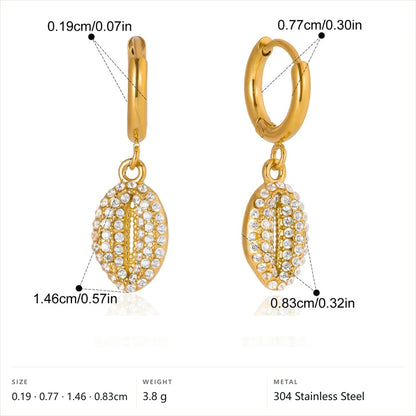Ocean Jewelry Set — Pave Cowrie Shell Drop Earring · Gold