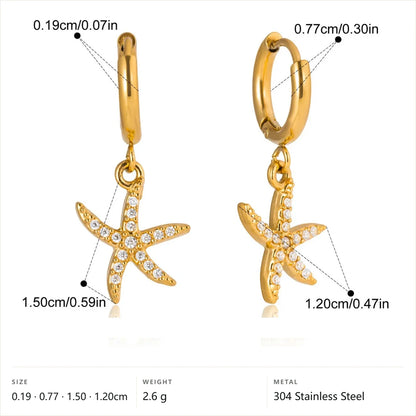 Ocean Jewelry Set — Starfish Dangle Earrings · Gold