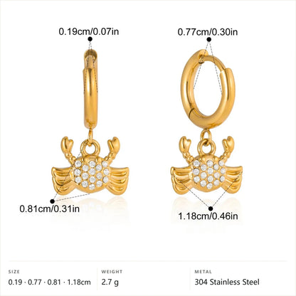 Ocean Jewelry Set — Crab Dangle Earrings · Gold