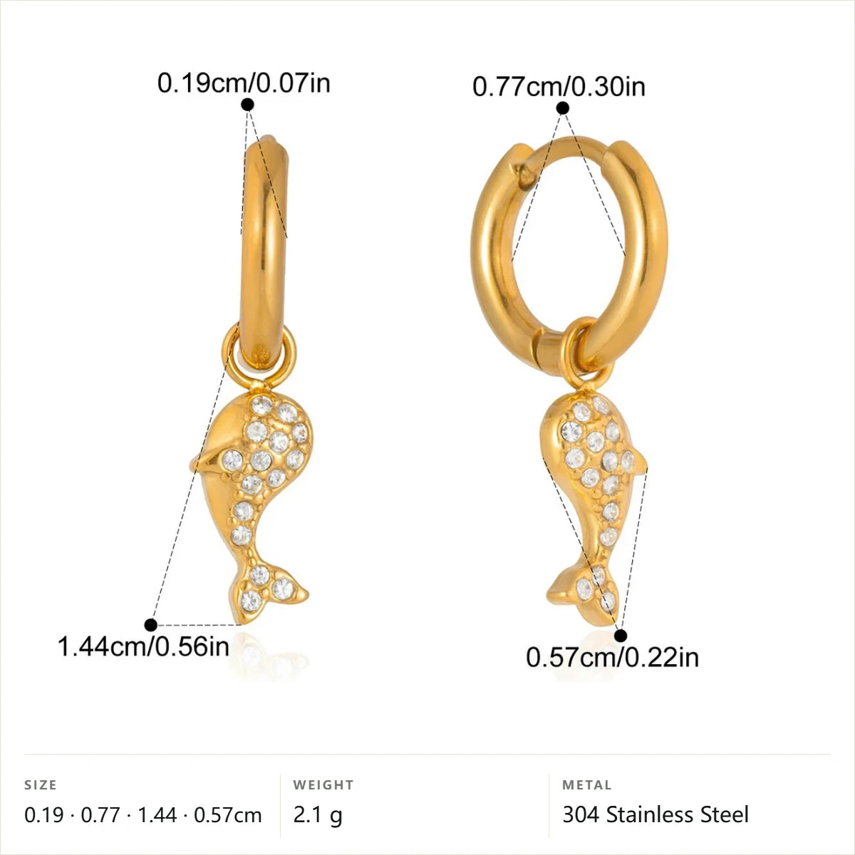 Ocean Jewelry Set — Dolphin Charm Hoop · Gold