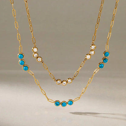 Coastal Blue Geometric Pendant Necklace