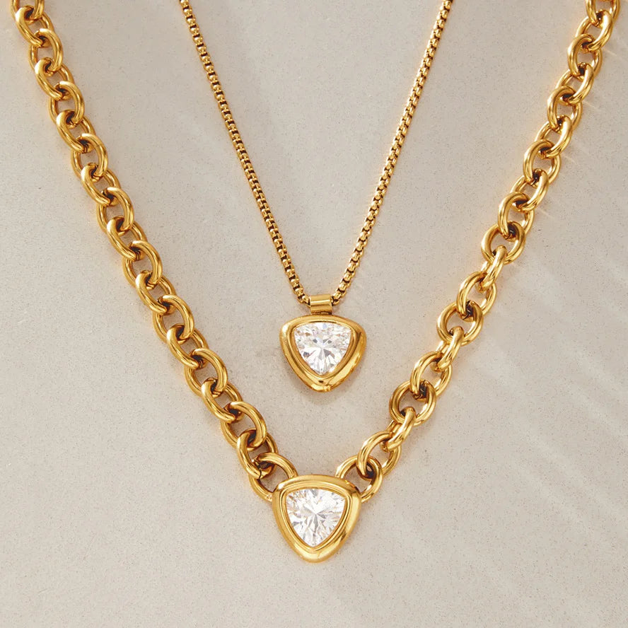 Geometric Triangle Pendant Necklace