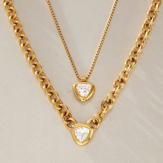 Geometric Triangle Pendant Necklace