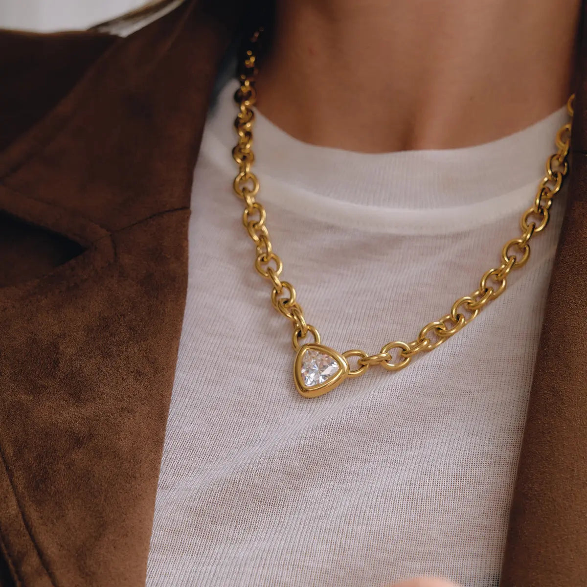Geometric Triangle Pendant Necklace — view 3