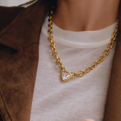 Geometric Triangle Pendant Necklace — view 3