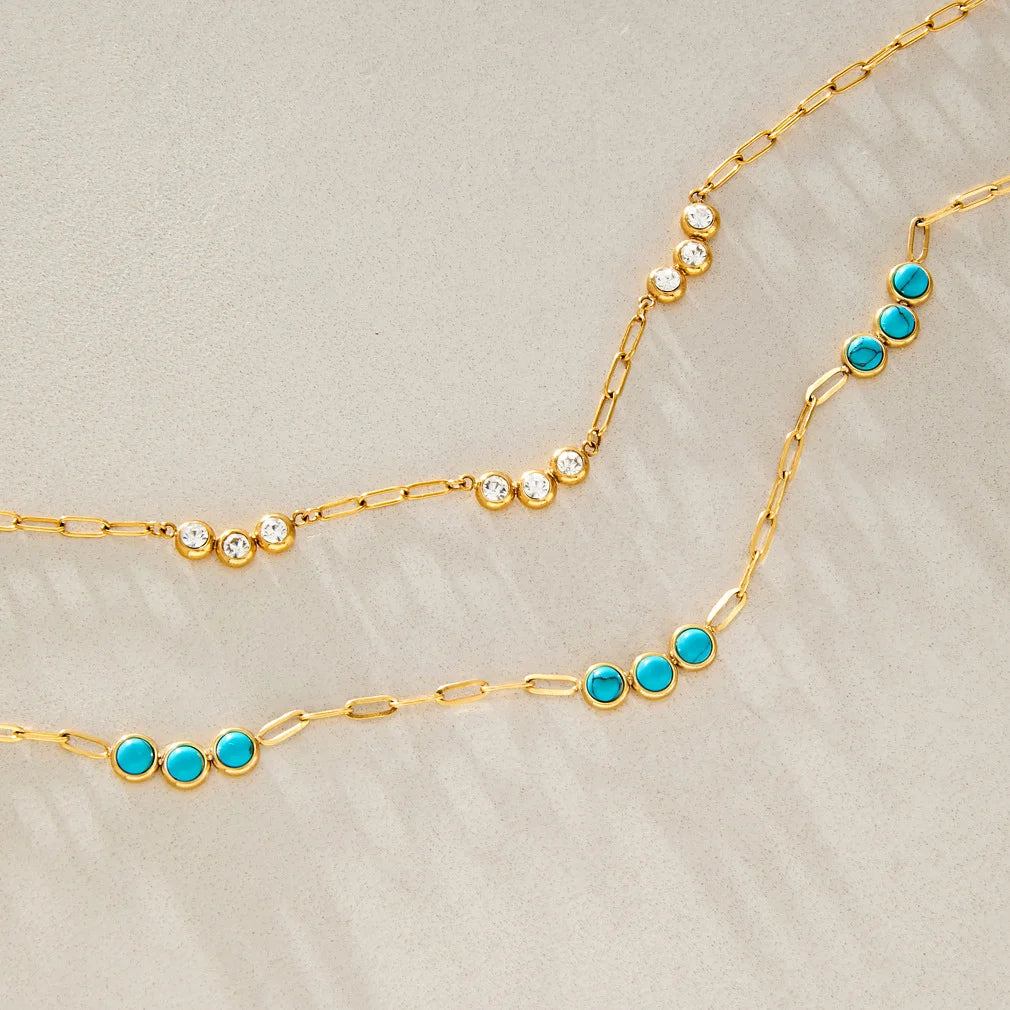 Coastal Blue Geometric Pendant Necklace — view 4