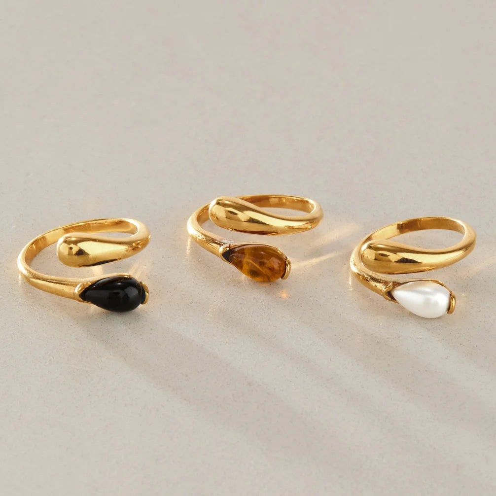 Two-Tone Pearl Open Ring