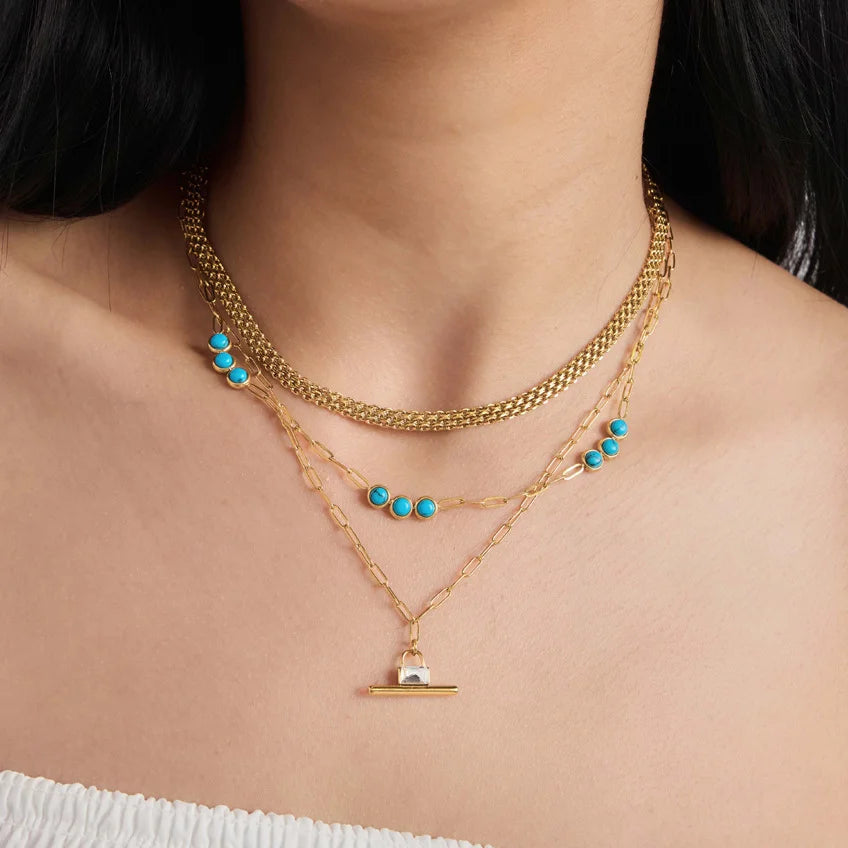 Coastal Blue Geometric Pendant Necklace — view 3