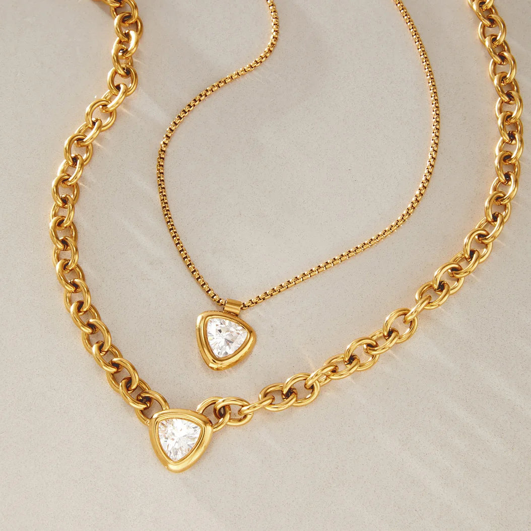 Geometric Triangle Pendant Necklace — view 4