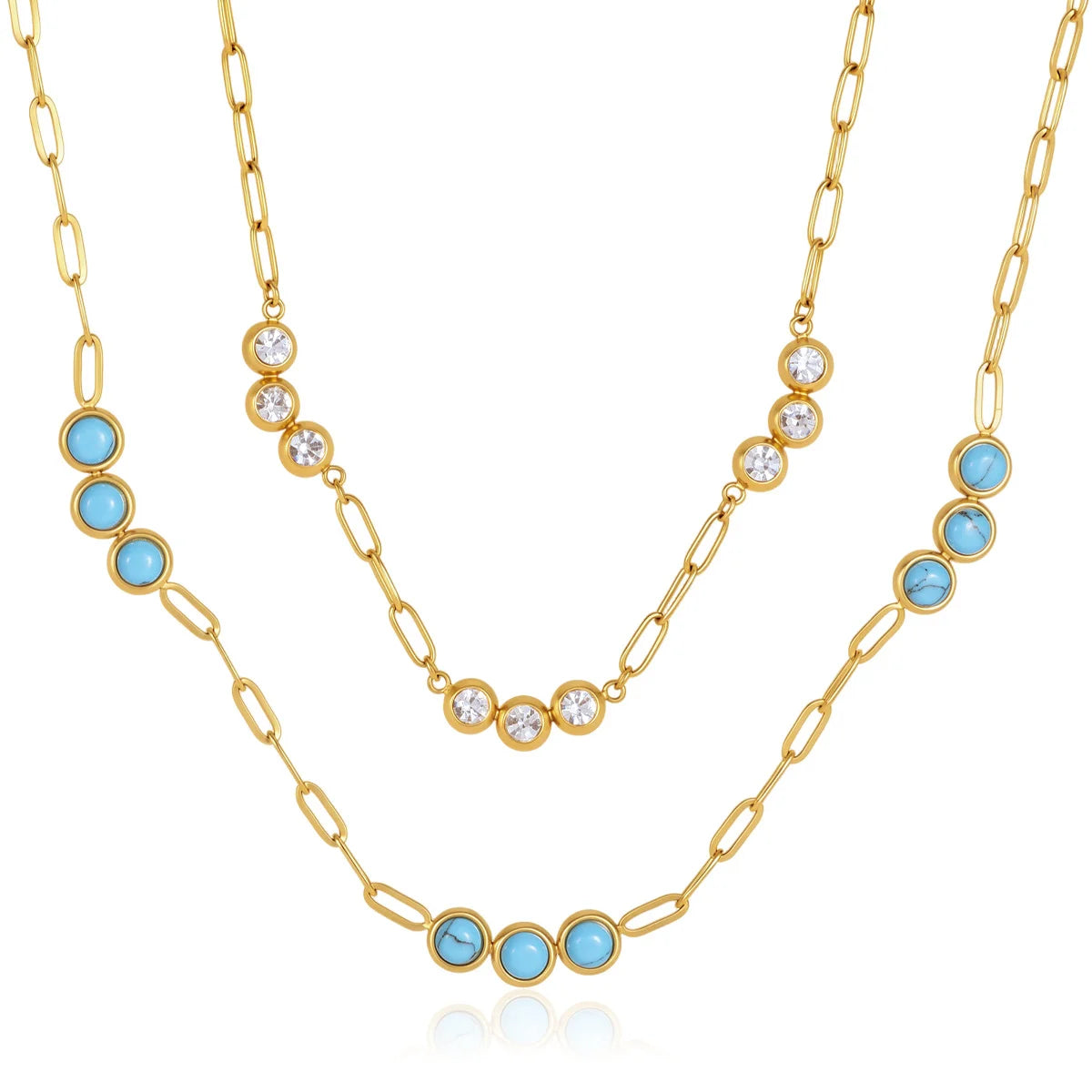 Coastal Blue Geometric Pendant Necklace — view 5