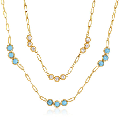 Coastal Blue Geometric Pendant Necklace — view 5