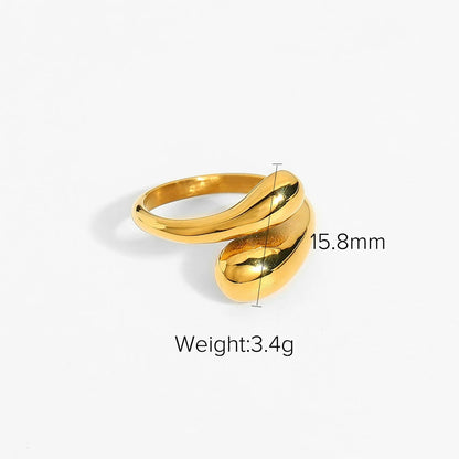 Two-Tone Pearl Open Ring — Polished Curved Dome Ring · Gold