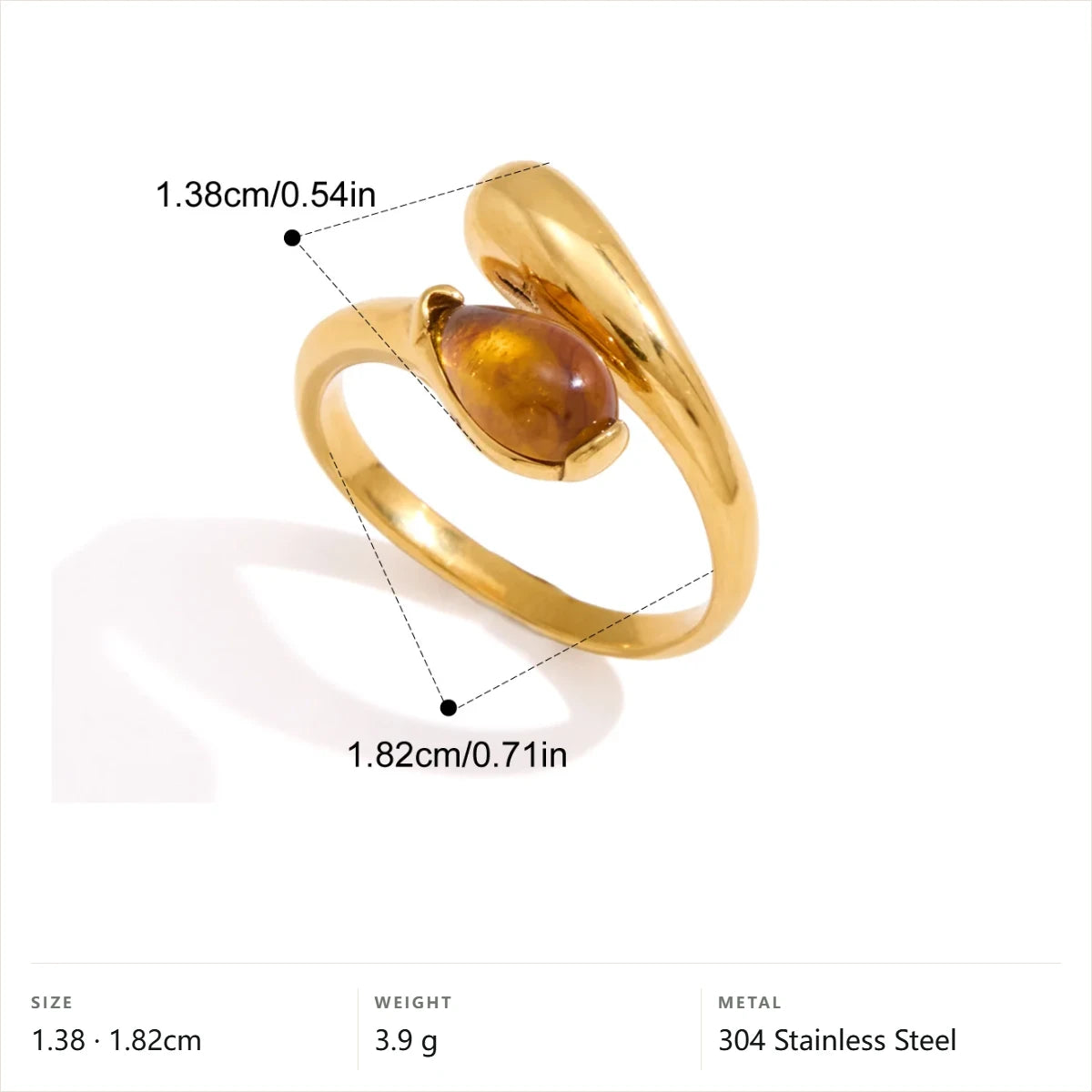 Two-Tone Pearl Open Ring — Gold Carved Oval Open Ring · Gold