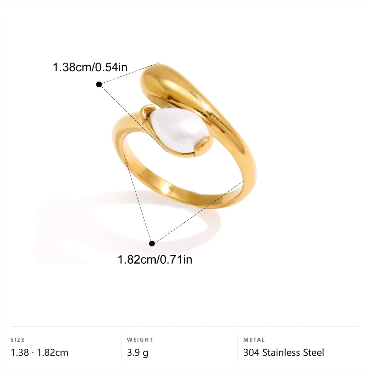 Two-Tone Pearl Open Ring — Gold Pearl Open Ring · Gold