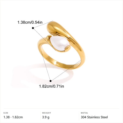 Two-Tone Pearl Open Ring — Gold Pearl Open Ring · Gold