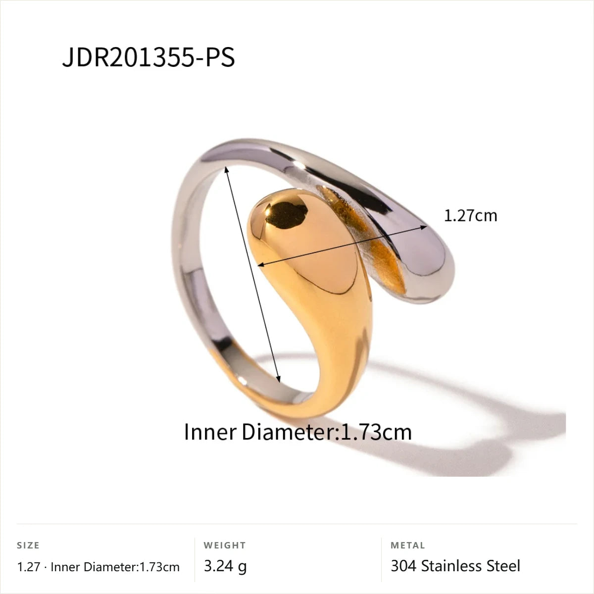 Two-Tone Pearl Open Ring — Two Tone Twist Dome Ring · Two Tone